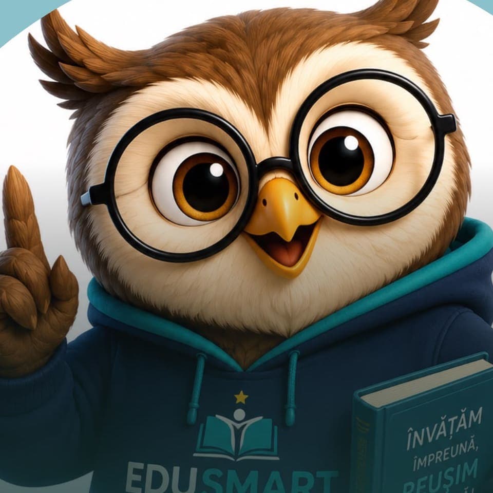 Smarty, bufnița EduSmart, cu ochelari și hanorac